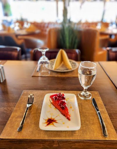 A slice of berry cheesecake